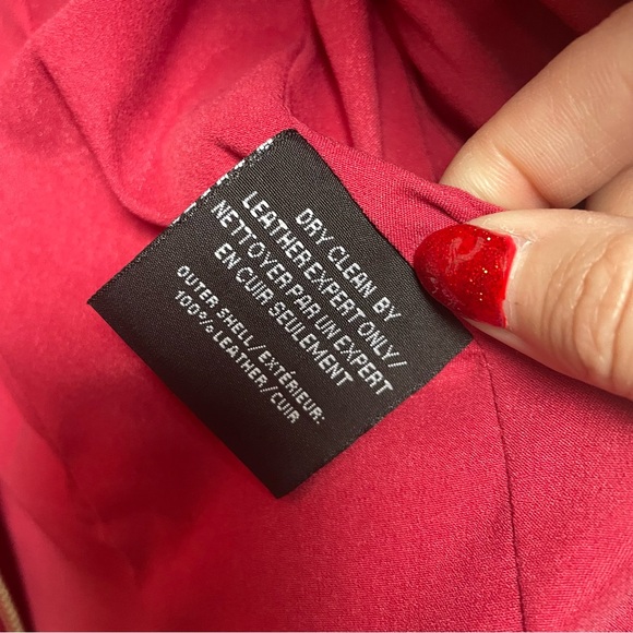 LaMarque Donna Hot Pink Iconic Leather Biker Jacket Women’s Size Small - Picture 6 of 11